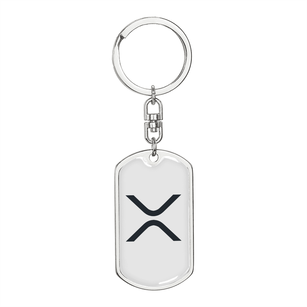 Ripple (XRP) Crypto Cryptocurrency Keychain Stainless Steel or 18k Gold Dog Tag Keyring-Express Your Love Gifts