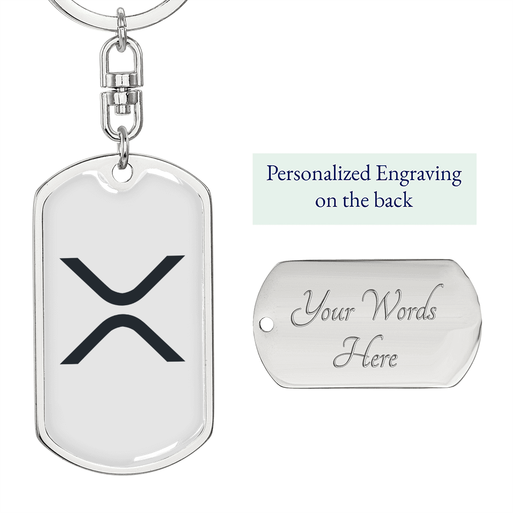 Ripple (XRP) Crypto Cryptocurrency Keychain Stainless Steel or 18k Gold Dog Tag Keyring-Express Your Love Gifts