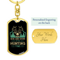 Rise & Shine Hunting Time Keychain Stainless Steel or 18k Gold Dog Tag Keyring-Express Your Love Gifts