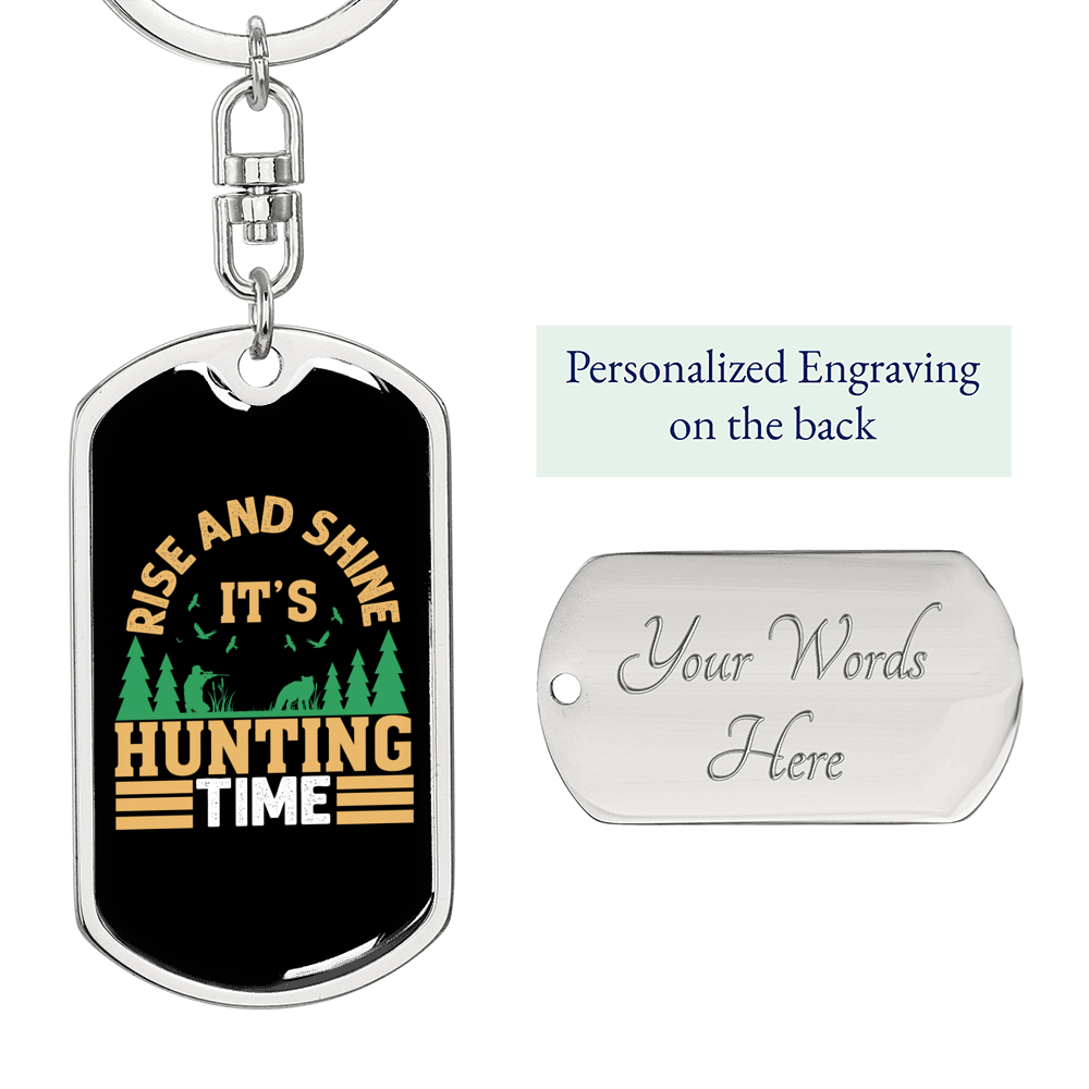 Rise & Shine Keychain Stainless Steel or 18k Gold Dog Tag Keyring-Express Your Love Gifts