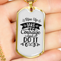 Rise Take Courage Christian Necklace Stainless Steel or 18k Gold Dog Tag 24" Chain-Express Your Love Gifts