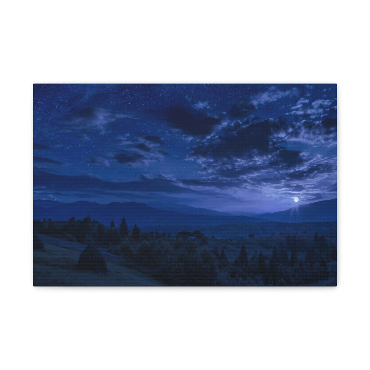 Rising of the Full Moon Scene Beautiful Dramatic and Picturesque Beauty Nature Scene Cloudy Night Sky Wall Art Ready to Hang Unframed-Express Your Love Gifts