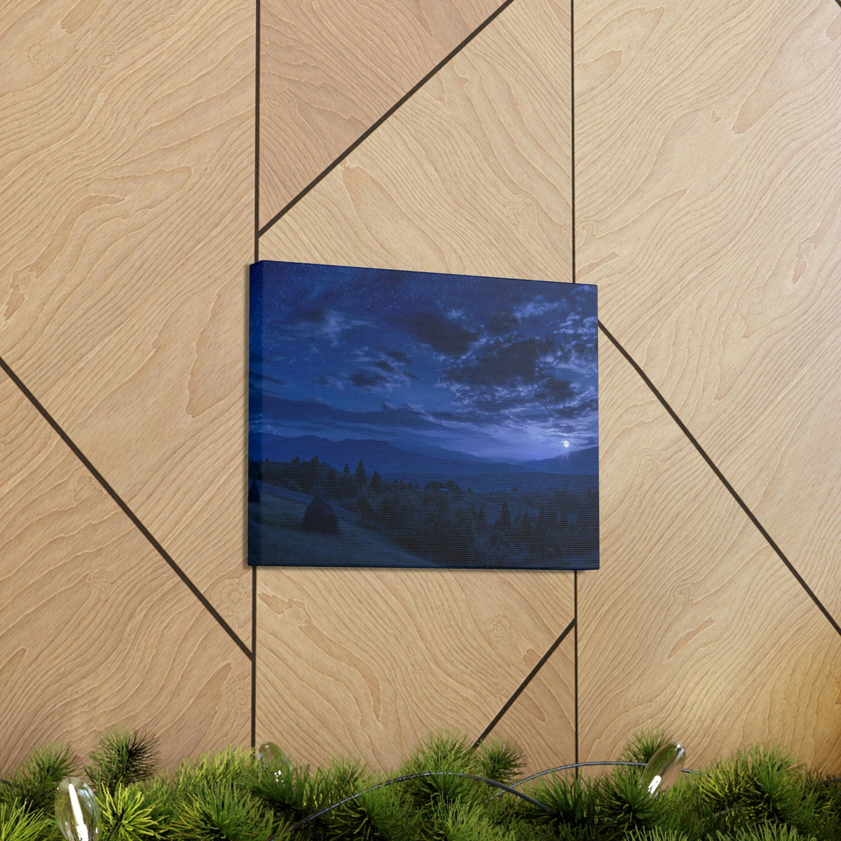 Rising of the Full Moon Scene Beautiful Dramatic and Picturesque Beauty Nature Scene Cloudy Night Sky Wall Art Ready to Hang Unframed-Express Your Love Gifts