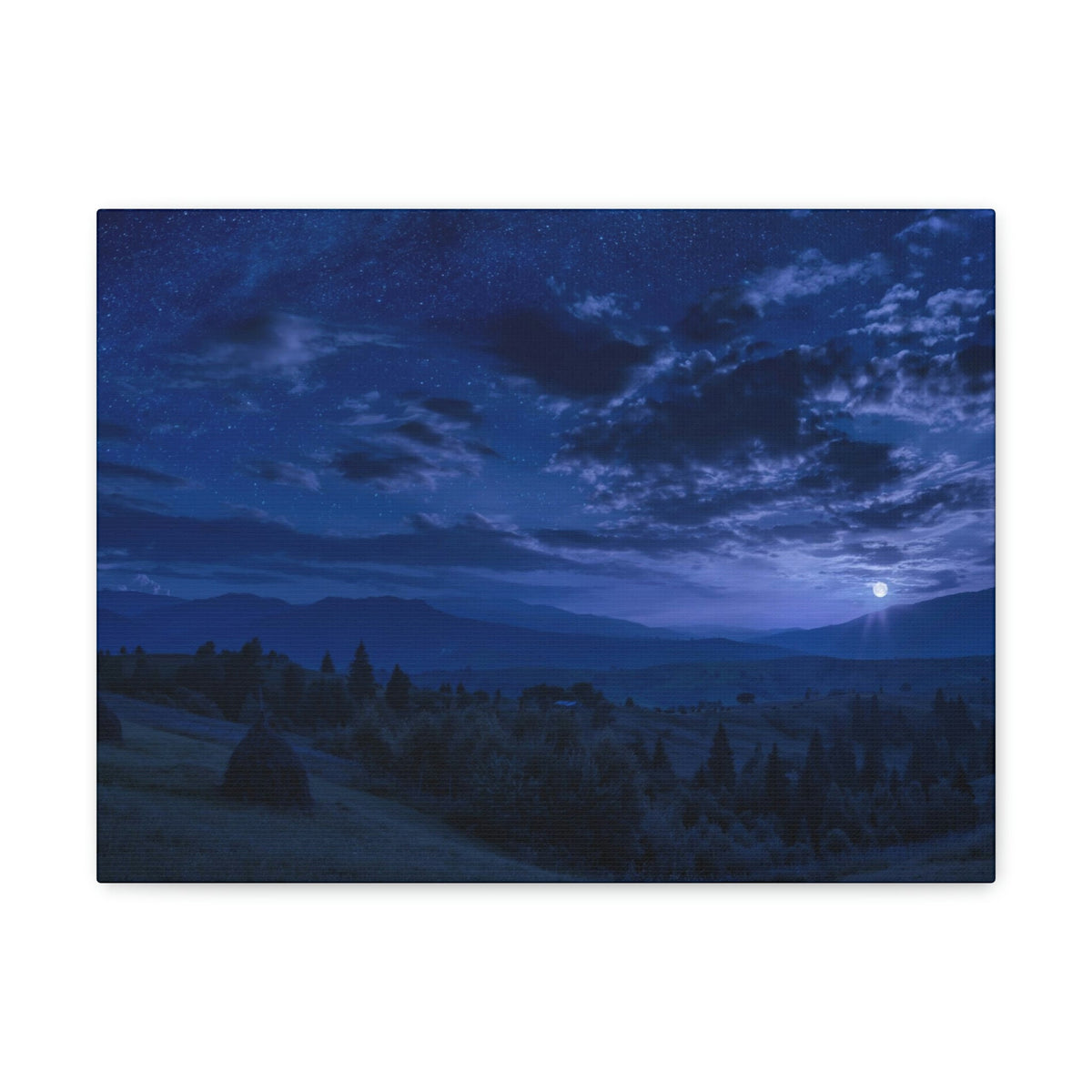 Rising of the Full Moon Scene Beautiful Dramatic and Picturesque Beauty Nature Scene Cloudy Night Sky Wall Art Ready to Hang Unframed-Express Your Love Gifts
