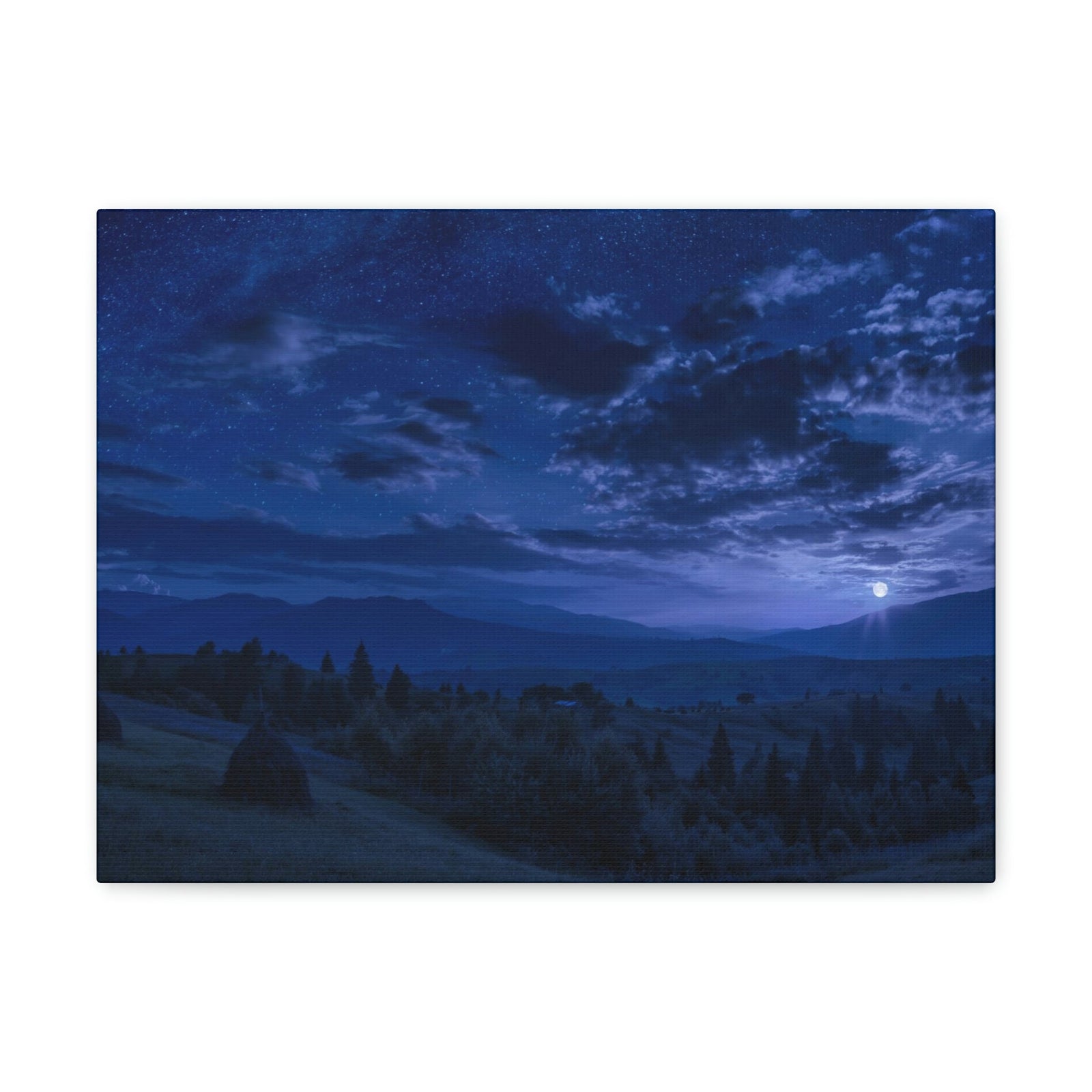 Rising of the Full Moon Scene Beautiful Dramatic and Picturesque Beauty Nature Scene Cloudy Night Sky Wall Art Ready to Hang Unframed-Express Your Love Gifts