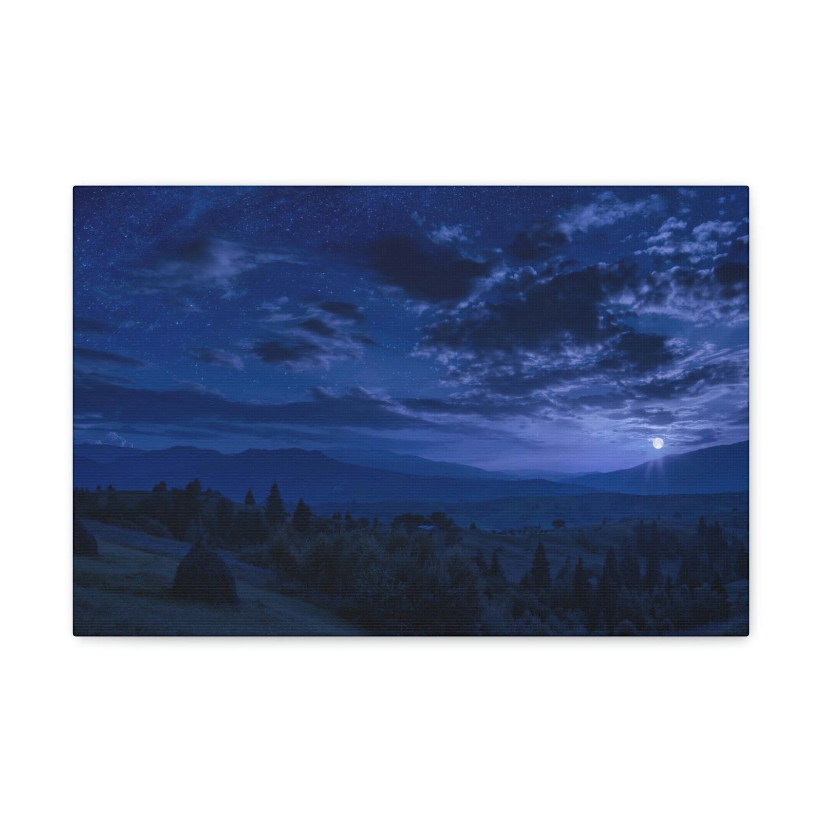 Rising of the Full Moon Scene Beautiful Dramatic and Picturesque Beauty Nature Scene Cloudy Night Sky Wall Art Ready to Hang Unframed-Express Your Love Gifts