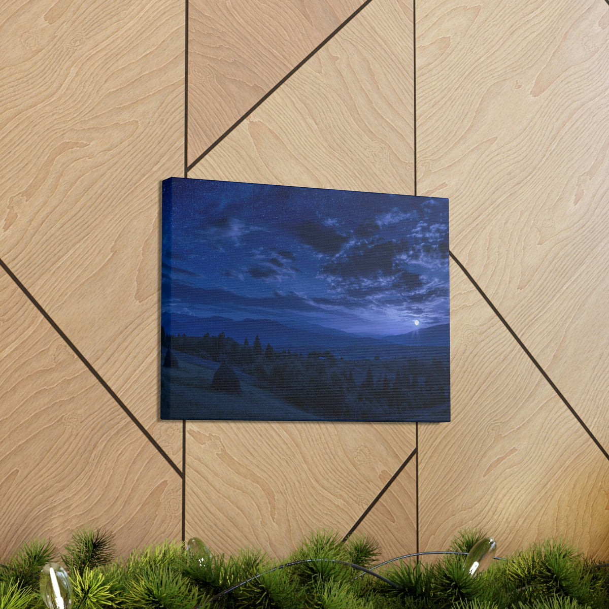 Rising of the Full Moon Scene Beautiful Dramatic and Picturesque Beauty Nature Scene Cloudy Night Sky Wall Art Ready to Hang Unframed-Express Your Love Gifts