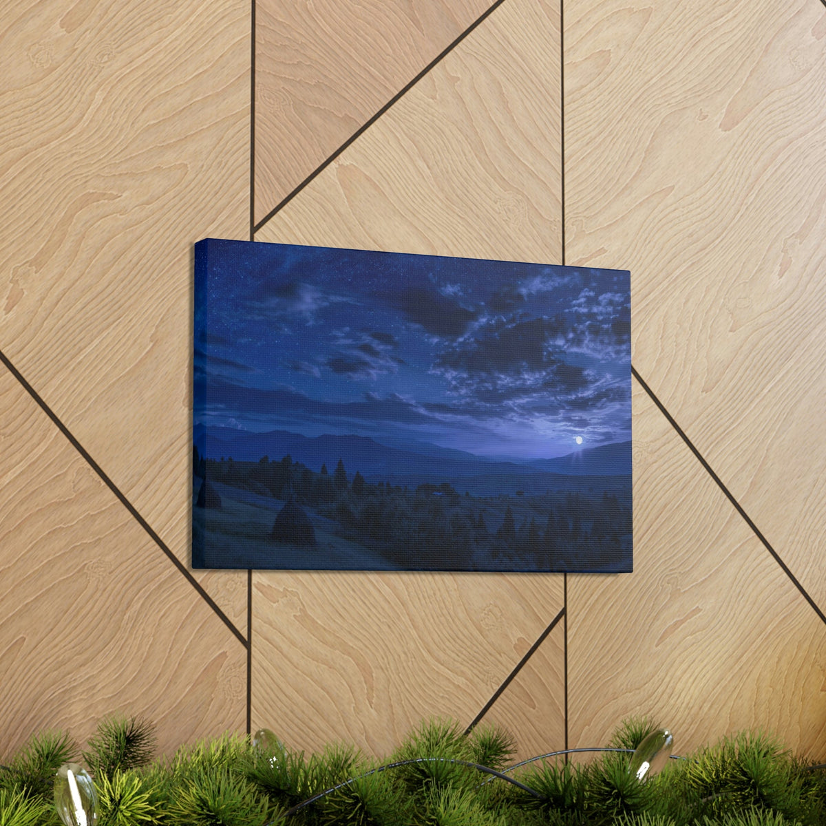 Rising of the Full Moon Scene Beautiful Dramatic and Picturesque Beauty Nature Scene Cloudy Night Sky Wall Art Ready to Hang Unframed-Express Your Love Gifts