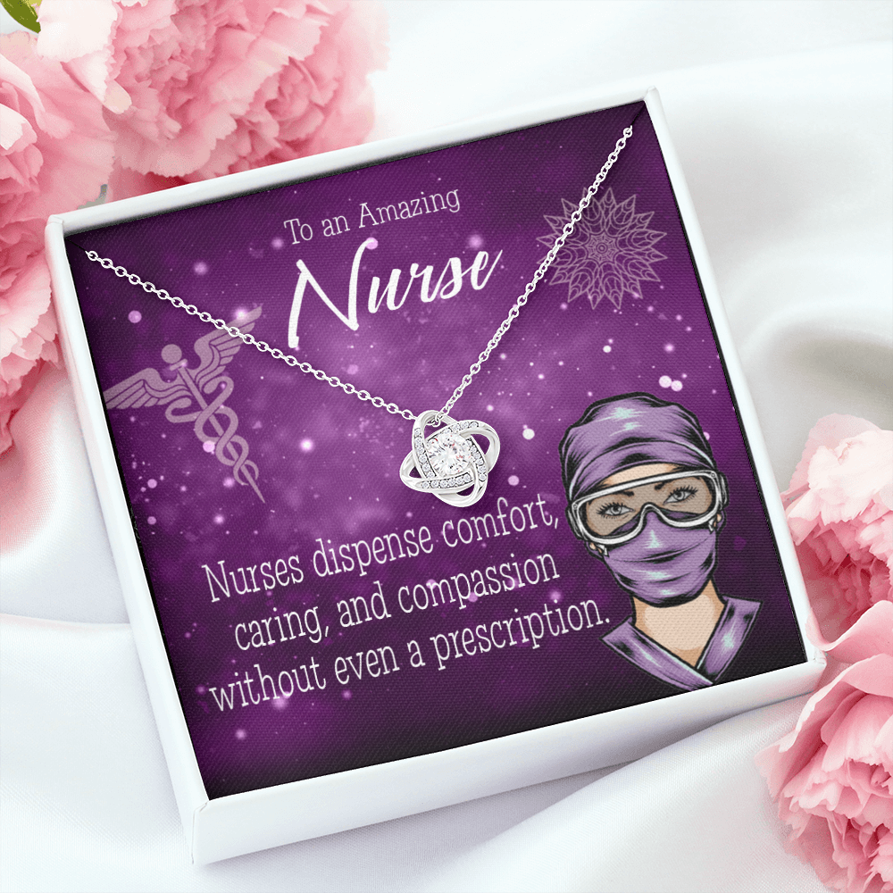 RN Caduceus Healthcare Medical Worker Nurse Appreciation Gift Infinity Knot Necklace Message Card-Express Your Love Gifts