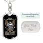 Road Legend Biker Keychain Stainless Steel or 18k Gold Dog Tag Keyring-Express Your Love Gifts