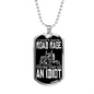 Road Rage Dog Tag Stainless Steel or 18k Gold 24" Chain-Express Your Love Gifts