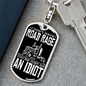 Road Rage Trucker Swivel Keychain Dog Tag Stainless Steel or 18k Gold-Express Your Love Gifts