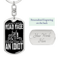 Road Rage Trucker Swivel Keychain Dog Tag Stainless Steel or 18k Gold-Express Your Love Gifts