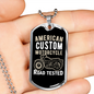 Road Tested Motorcyle Biker Necklace Stainless Steel or 18k Gold Dog Tag 24"-Express Your Love Gifts