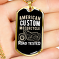 Road Tested Motorcyle Biker Necklace Stainless Steel or 18k Gold Dog Tag 24"-Express Your Love Gifts