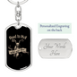 Road To Hell Biker Keychain Stainless Steel or 18k Gold Dog Tag Keyring-Express Your Love Gifts