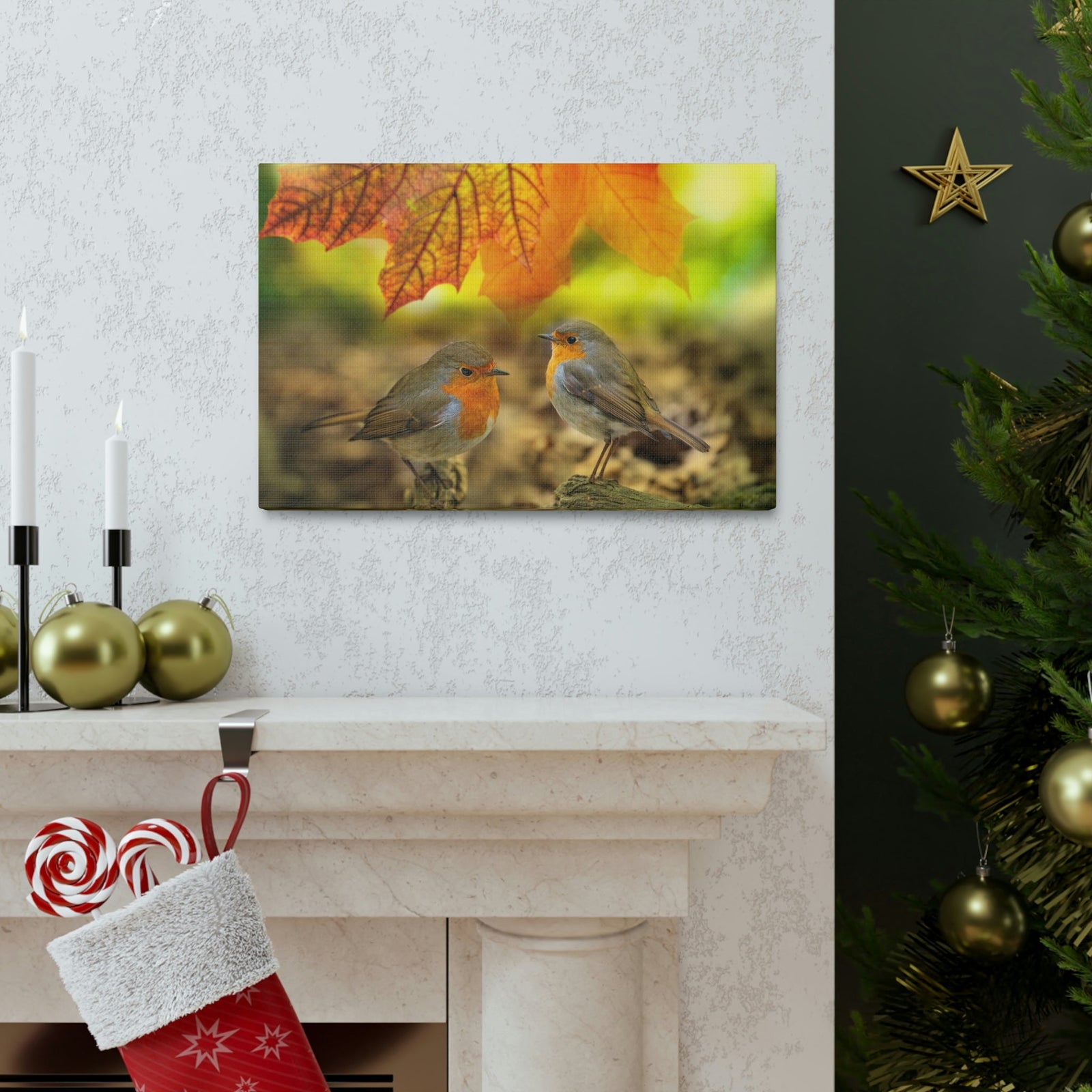 Scripture Walls Robins in the Forest Print Animal Wall Art Wildlife Canvas Prints Wall Art Ready to Hang Unframed-Express Your Love Gifts