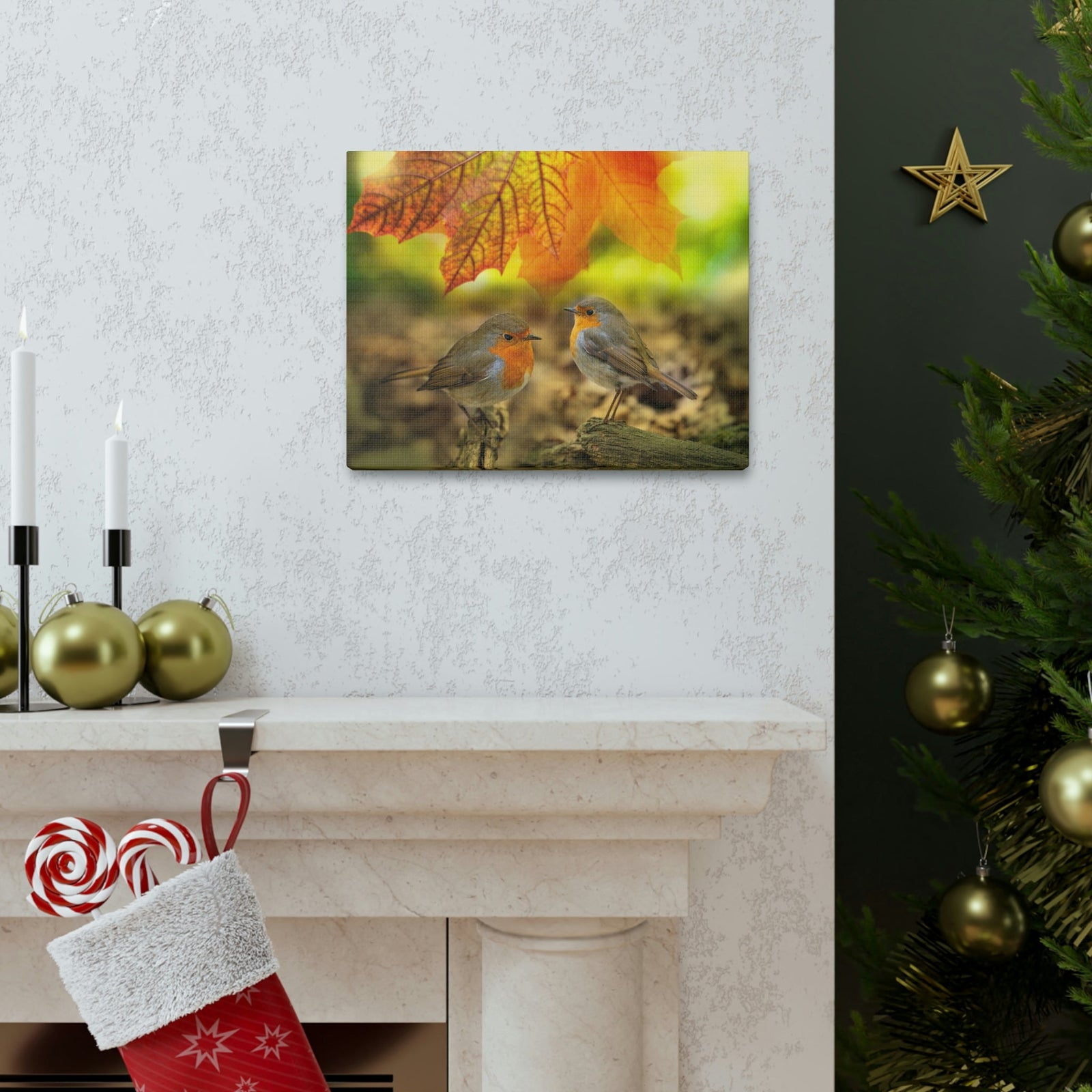 Scripture Walls Robins in the Forest Print Animal Wall Art Wildlife Canvas Prints Wall Art Ready to Hang Unframed-Express Your Love Gifts