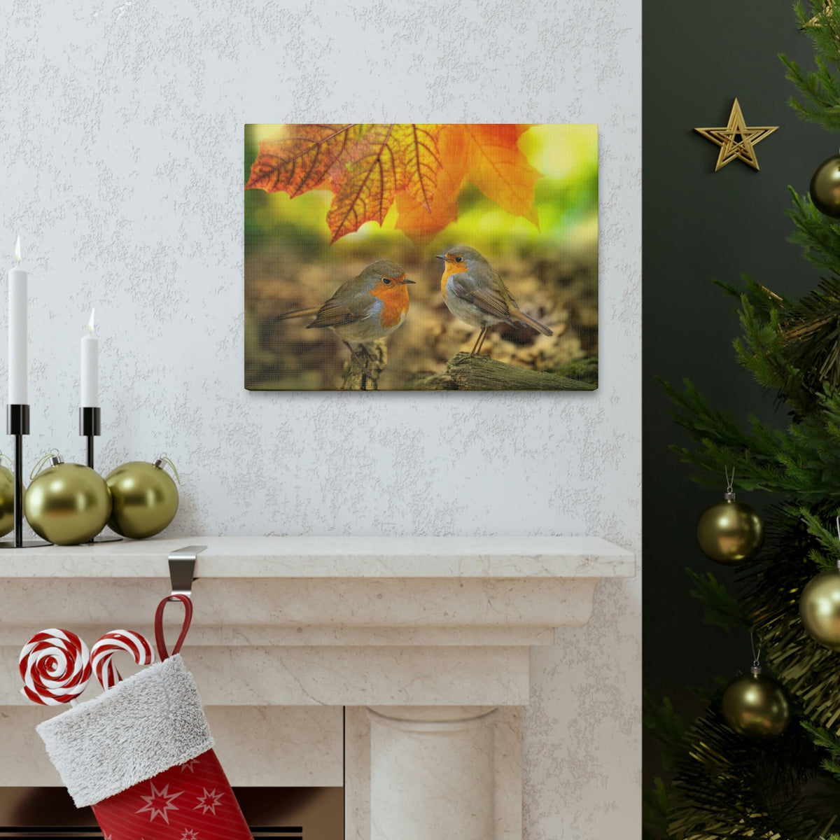 Scripture Walls Robins in the Forest Print Animal Wall Art Wildlife Canvas Prints Wall Art Ready to Hang Unframed-Express Your Love Gifts