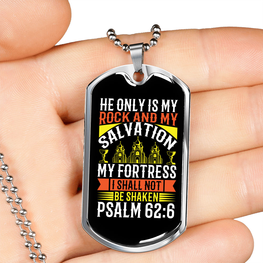 Rock And My Salvation Christian Necklace Stainless Steel or 18k Gold Dog Tag 24" Chain-Express Your Love Gifts