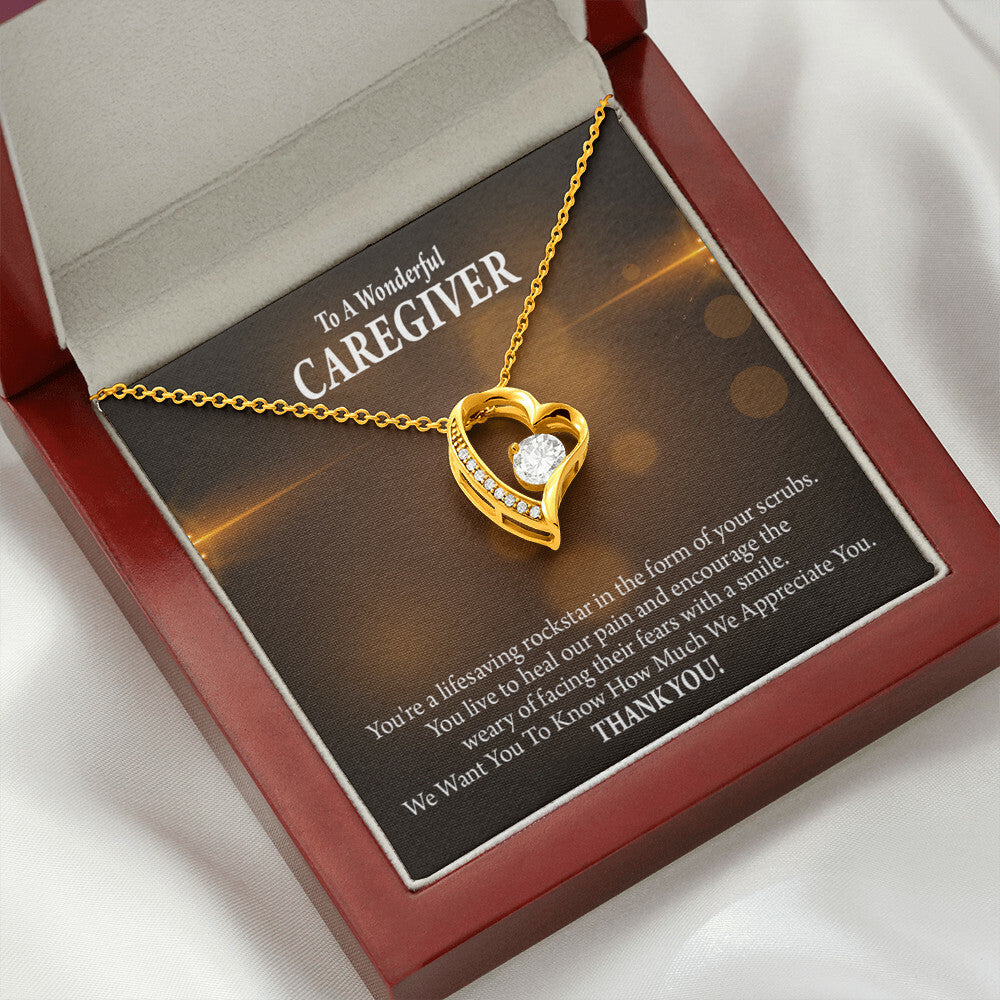 Rockstar Caregiver Healthcare Medical Worker Nurse Appreciation Gift Forever Necklace w Message Card-Express Your Love Gifts
