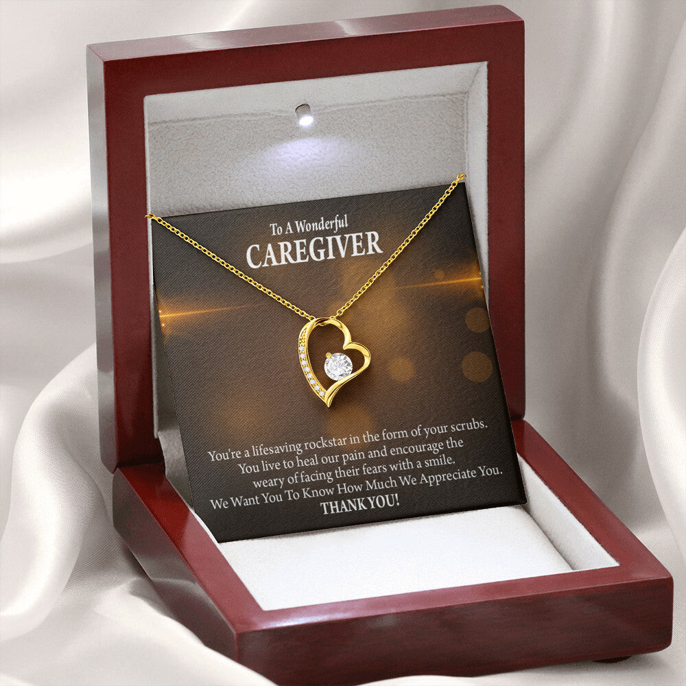 Rockstar Caregiver Healthcare Medical Worker Nurse Appreciation Gift Forever Necklace w Message Card-Express Your Love Gifts