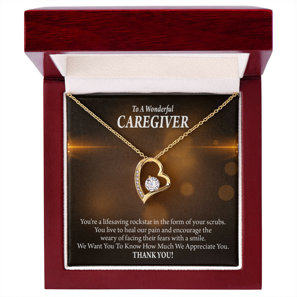 Rockstar Caregiver Healthcare Medical Worker Nurse Appreciation Gift Forever Necklace w Message Card-Express Your Love Gifts