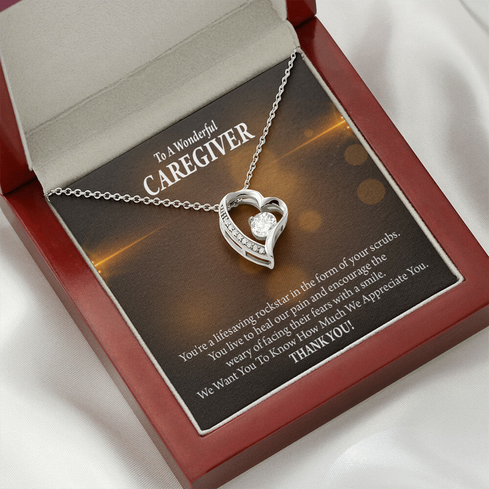 Rockstar Caregiver Healthcare Medical Worker Nurse Appreciation Gift Forever Necklace w Message Card-Express Your Love Gifts