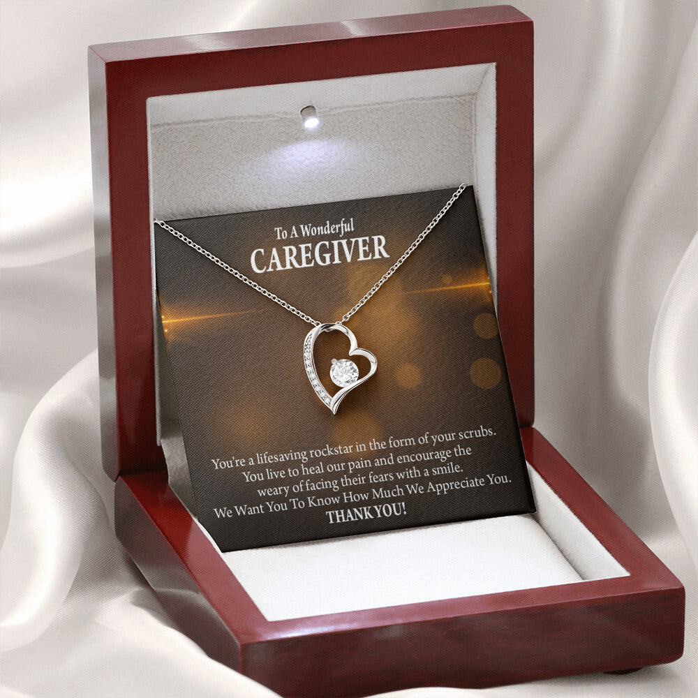 Rockstar Caregiver Healthcare Medical Worker Nurse Appreciation Gift Forever Necklace w Message Card-Express Your Love Gifts