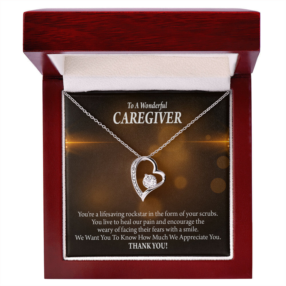 Rockstar Caregiver Healthcare Medical Worker Nurse Appreciation Gift Forever Necklace w Message Card-Express Your Love Gifts