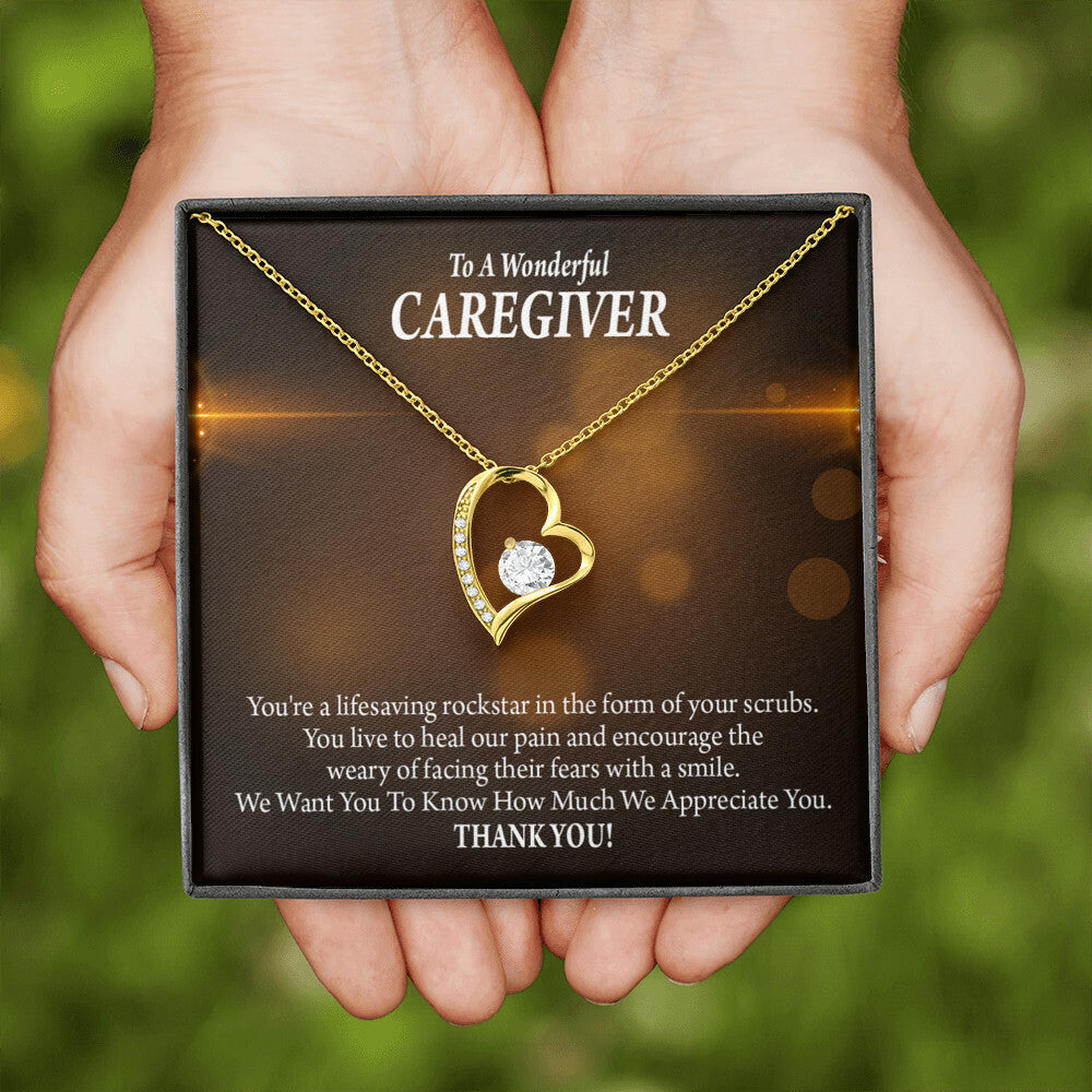 Rockstar Caregiver Healthcare Medical Worker Nurse Appreciation Gift Forever Necklace w Message Card-Express Your Love Gifts