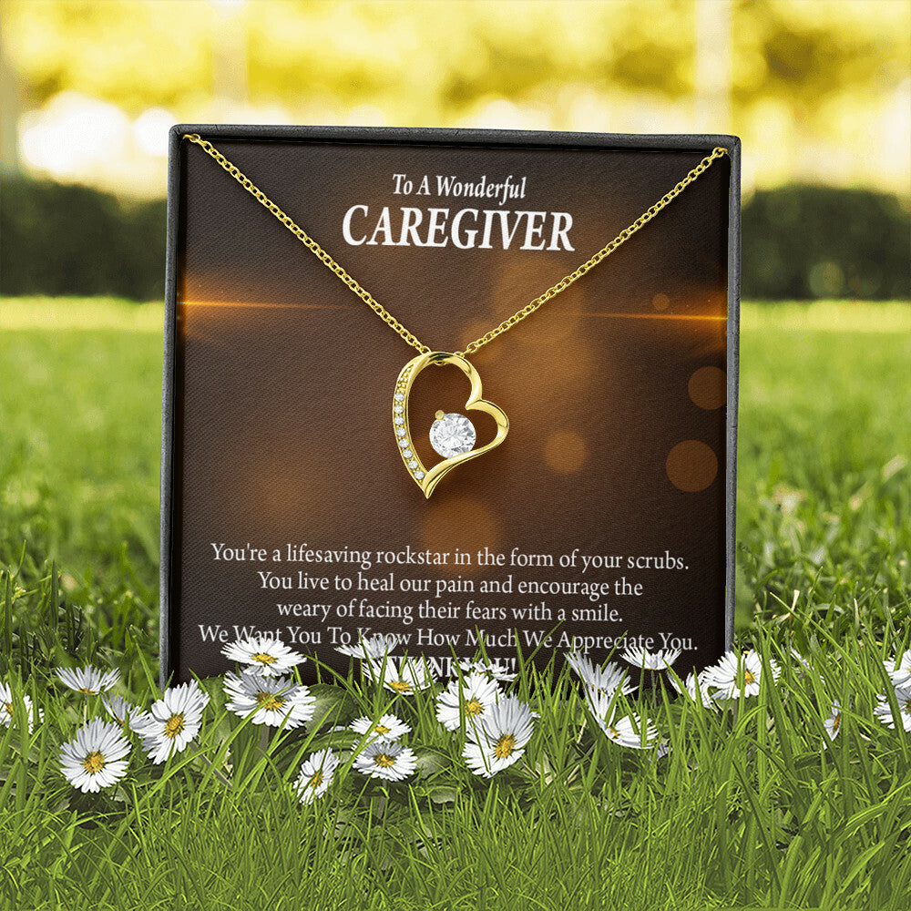 Rockstar Caregiver Healthcare Medical Worker Nurse Appreciation Gift Forever Necklace w Message Card-Express Your Love Gifts