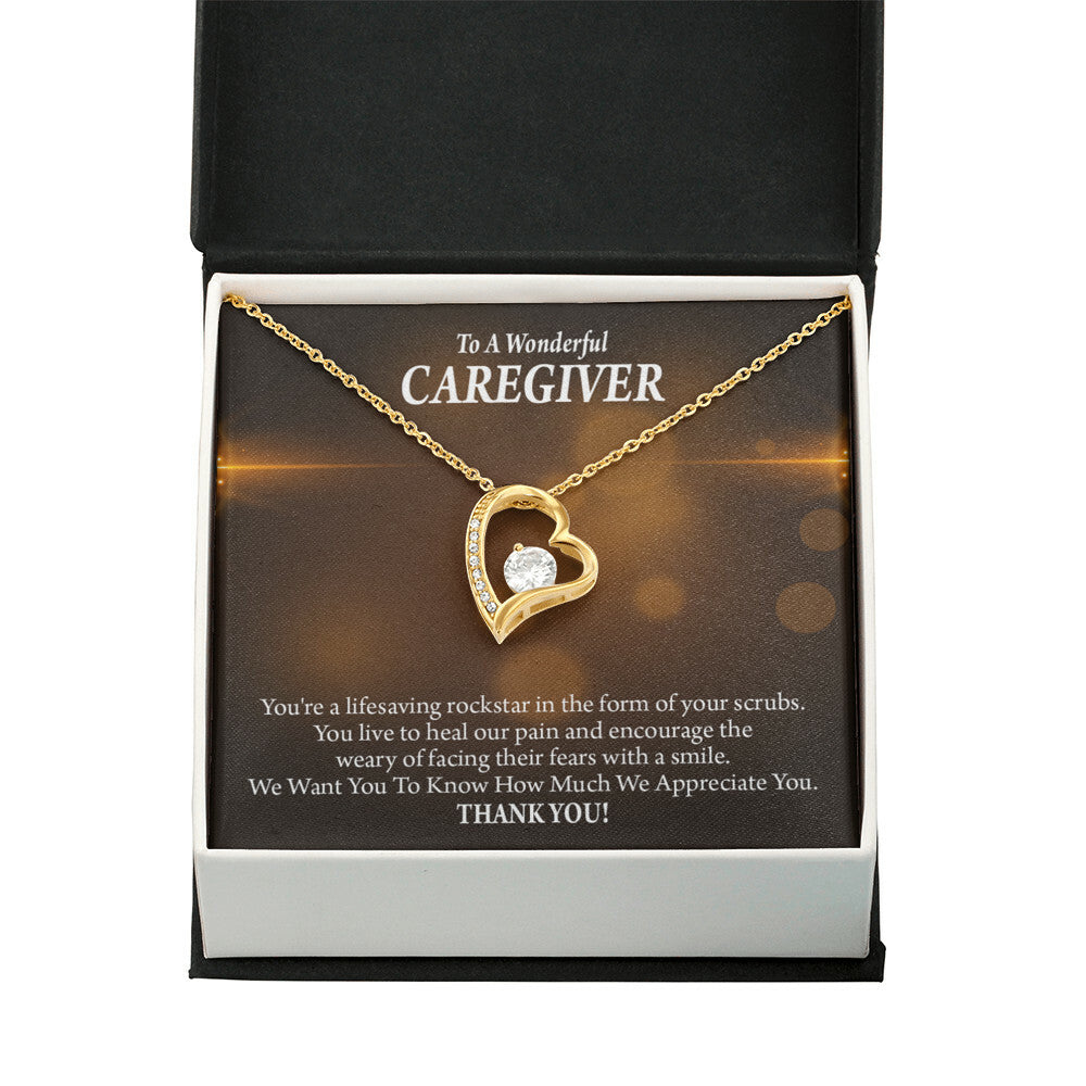 Rockstar Caregiver Healthcare Medical Worker Nurse Appreciation Gift Forever Necklace w Message Card-Express Your Love Gifts