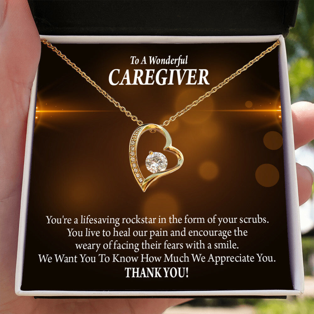 Rockstar Caregiver Healthcare Medical Worker Nurse Appreciation Gift Forever Necklace w Message Card-Express Your Love Gifts