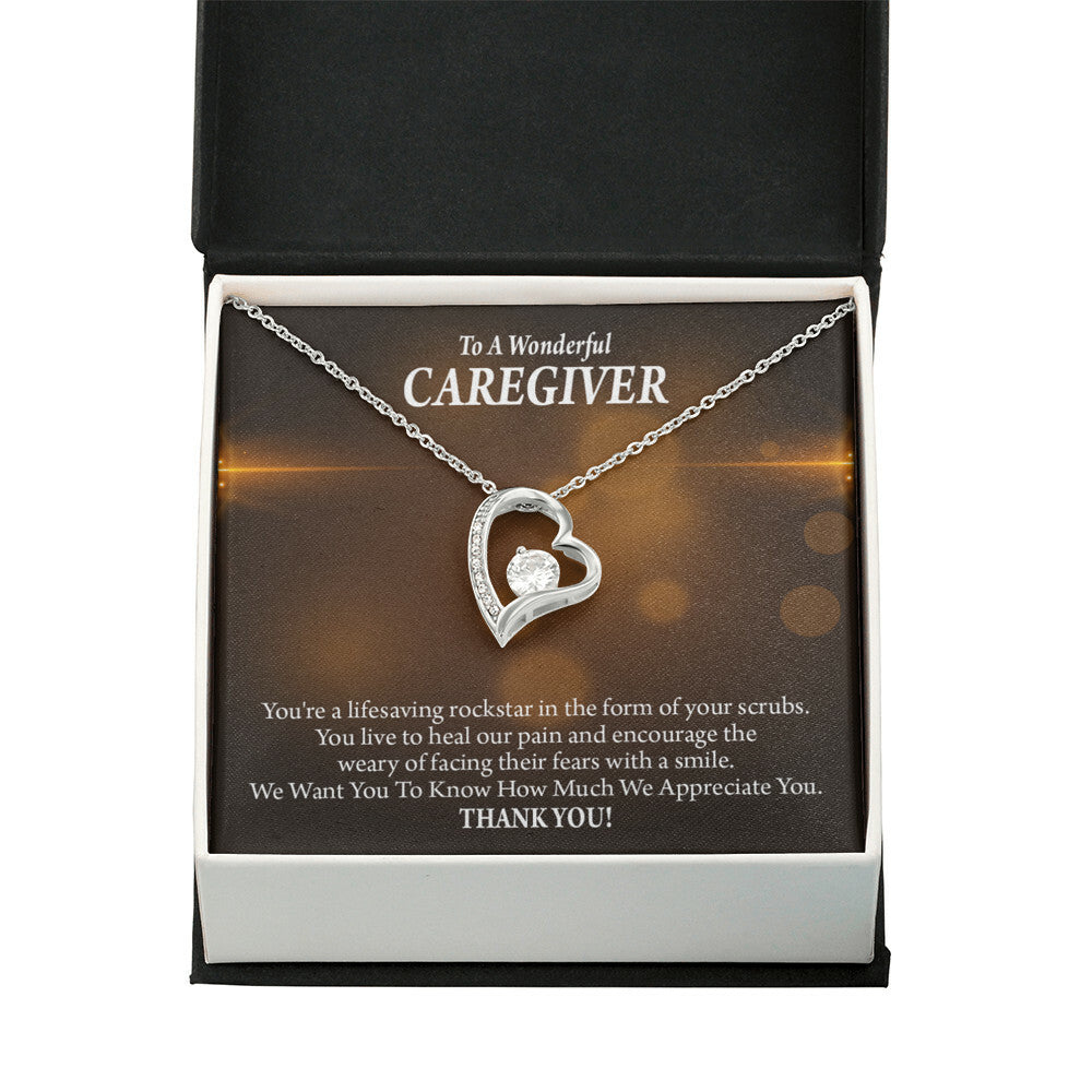 Rockstar Caregiver Healthcare Medical Worker Nurse Appreciation Gift Forever Necklace w Message Card-Express Your Love Gifts