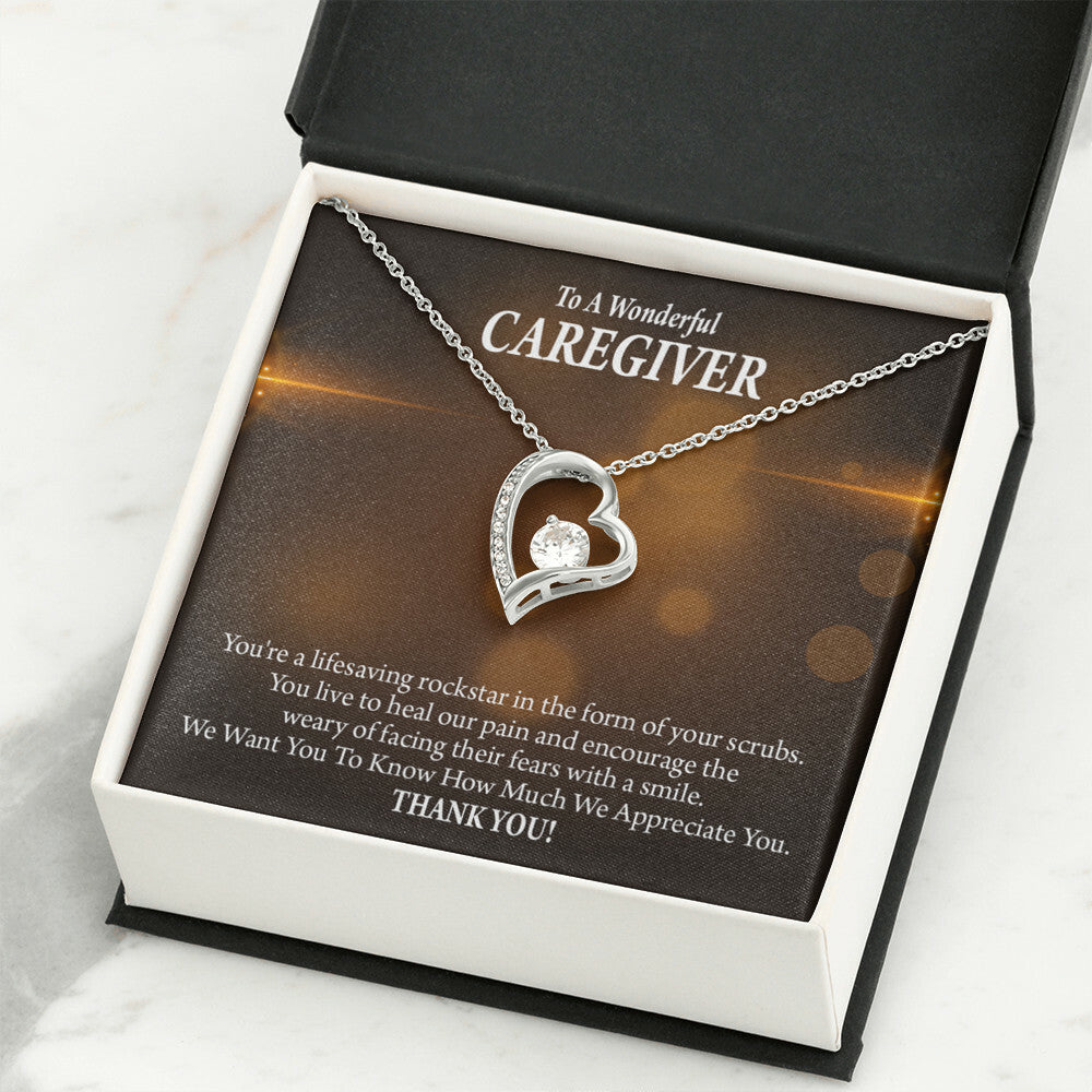 Rockstar Caregiver Healthcare Medical Worker Nurse Appreciation Gift Forever Necklace w Message Card-Express Your Love Gifts