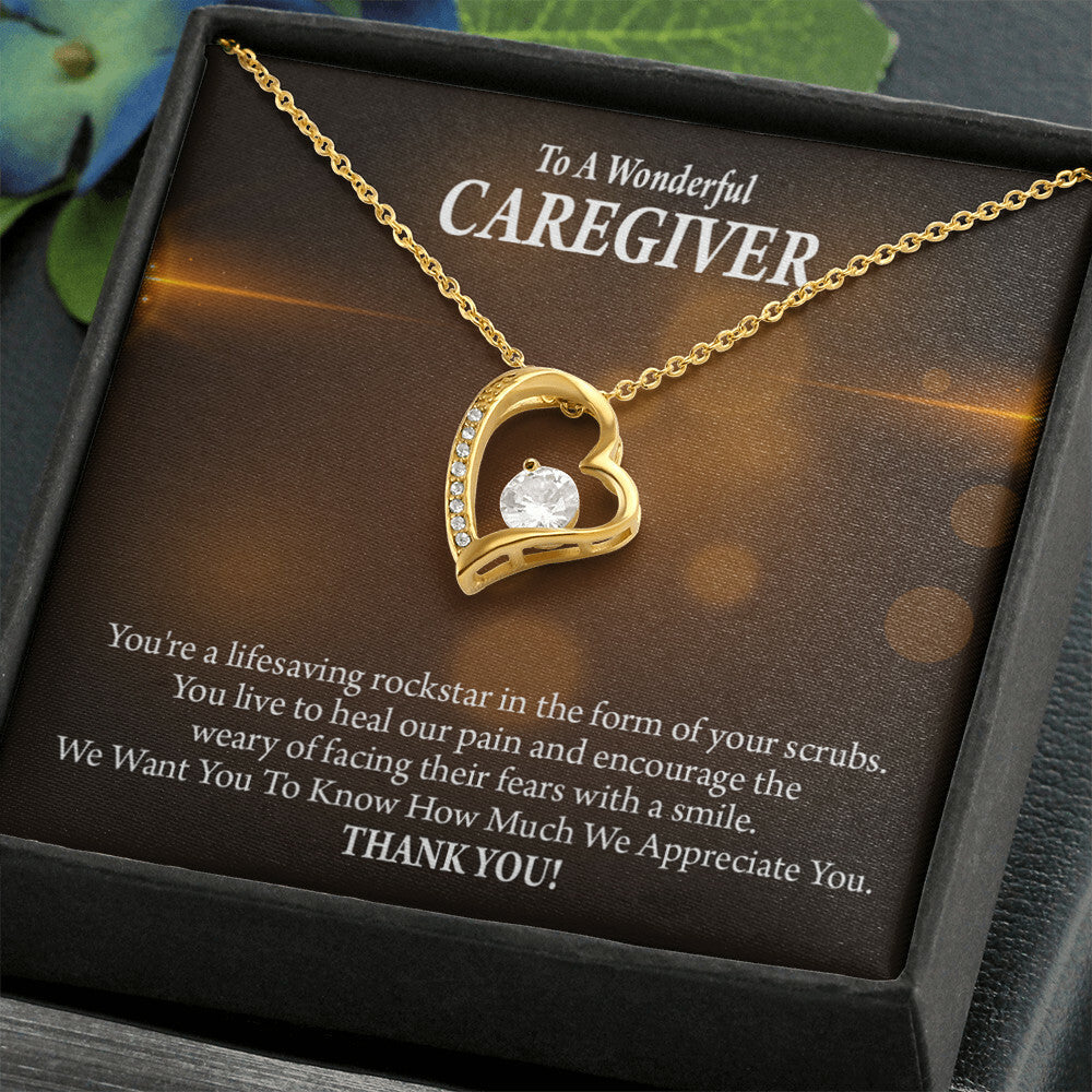 Rockstar Caregiver Healthcare Medical Worker Nurse Appreciation Gift Forever Necklace w Message Card-Express Your Love Gifts