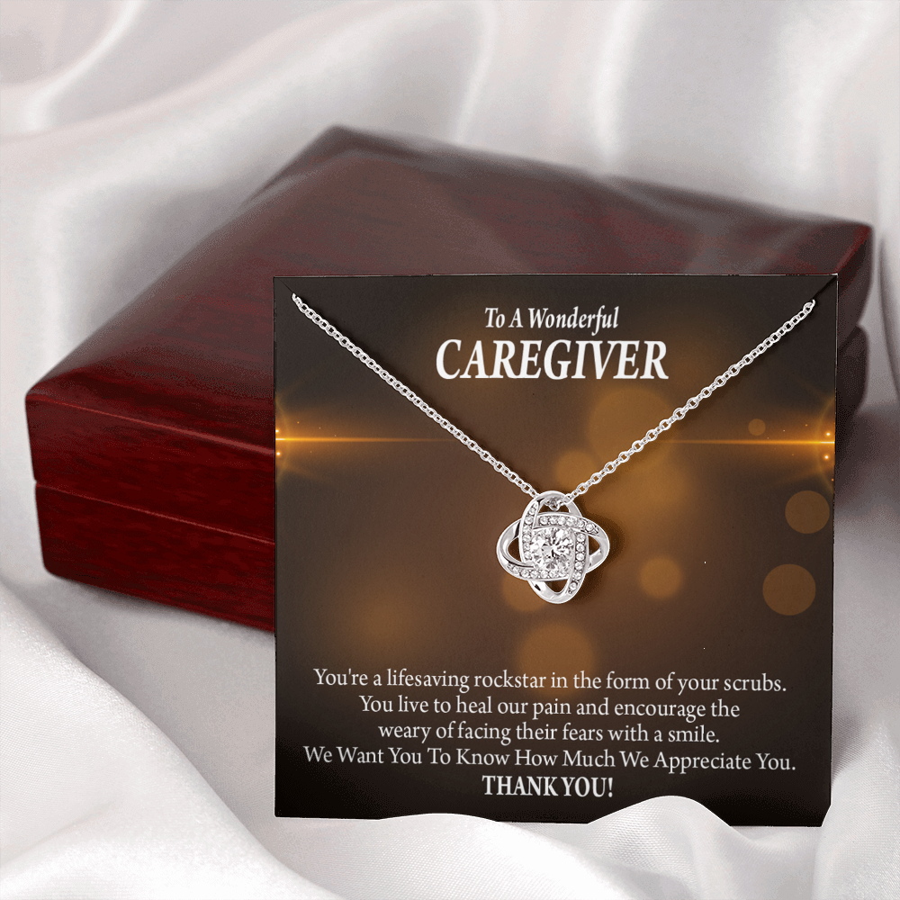 Rockstar Caregiver Healthcare Medical Worker Nurse Appreciation Gift Infinity Knot Necklace Message Card-Express Your Love Gifts