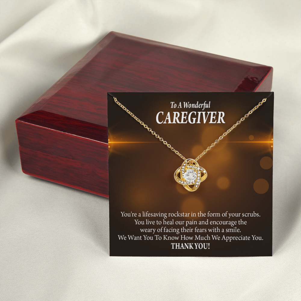 Rockstar Caregiver Healthcare Medical Worker Nurse Appreciation Gift Infinity Knot Necklace Message Card-Express Your Love Gifts