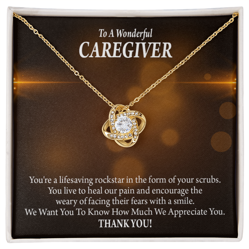 Rockstar Caregiver Healthcare Medical Worker Nurse Appreciation Gift Infinity Knot Necklace Message Card-Express Your Love Gifts