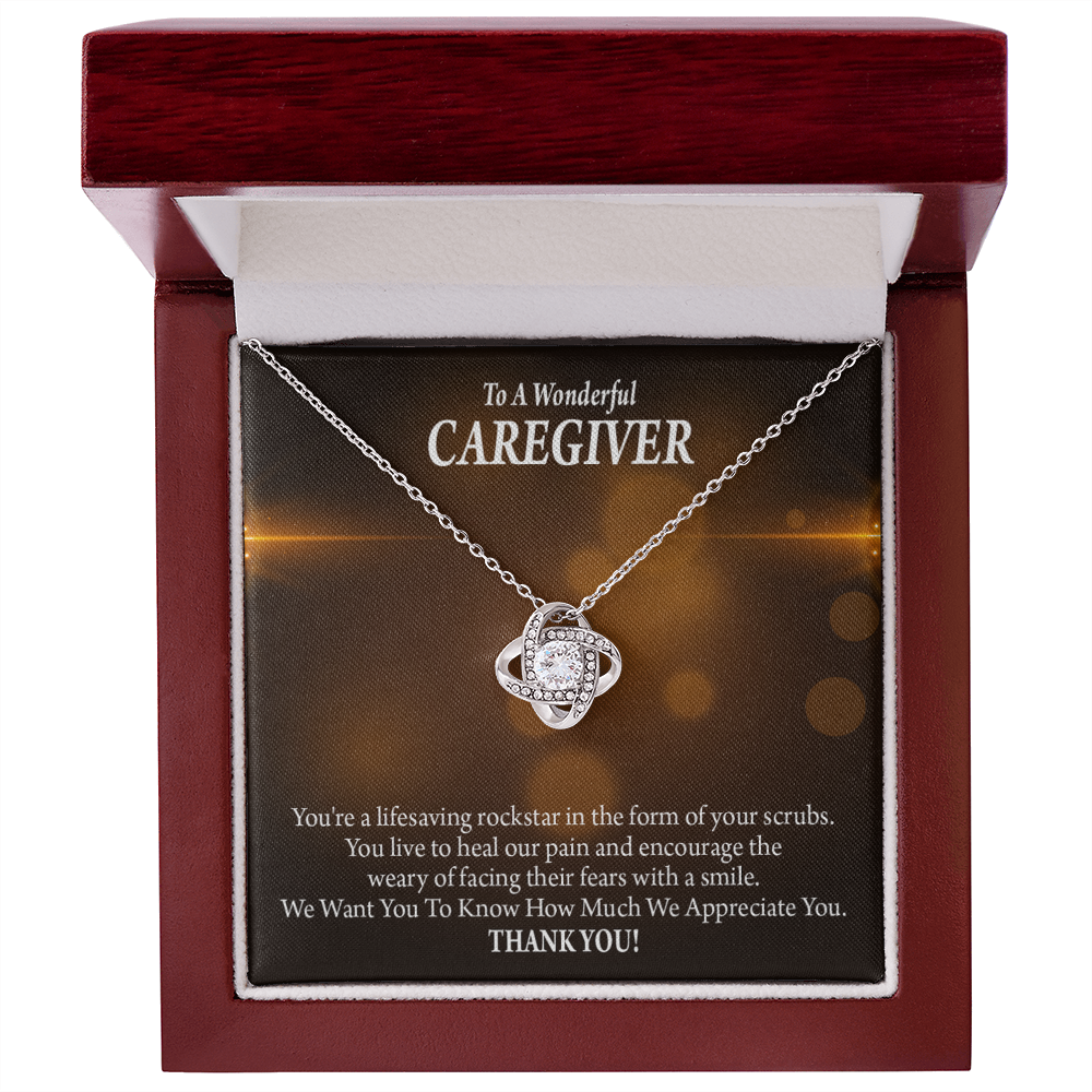 Rockstar Caregiver Healthcare Medical Worker Nurse Appreciation Gift Infinity Knot Necklace Message Card-Express Your Love Gifts
