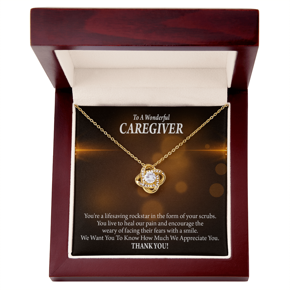 Rockstar Caregiver Healthcare Medical Worker Nurse Appreciation Gift Infinity Knot Necklace Message Card-Express Your Love Gifts