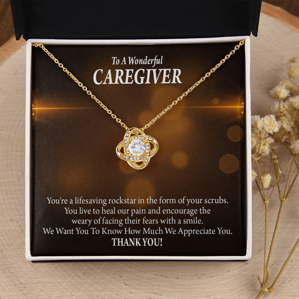 Rockstar Caregiver Healthcare Medical Worker Nurse Appreciation Gift Infinity Knot Necklace Message Card-Express Your Love Gifts