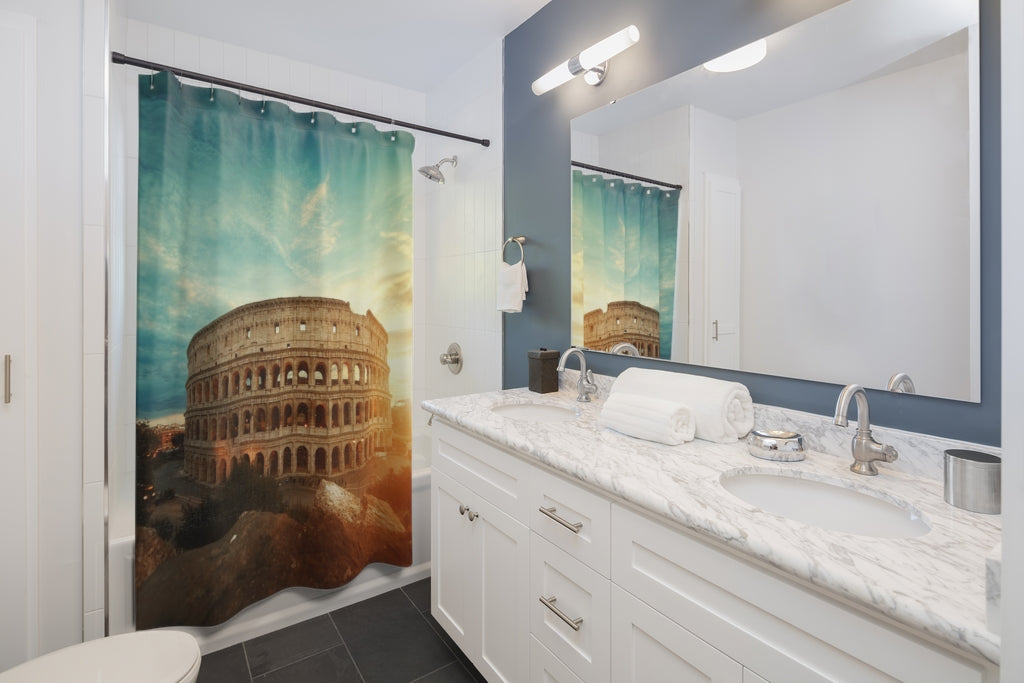 Roman Coliseum Stylish Design 71" x 74" Elegant Waterproof Shower Curtain for a Spa-like Bathroom Paradise Exceptional Craftsmanship-Express Your Love Gifts