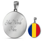 Romania Flag Necklace Circle Pendant Stainless Steel or 18k Gold 18-22"-Express Your Love Gifts