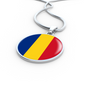 Romania Flag Necklace Circle Pendant Stainless Steel or 18k Gold 18-22"-Express Your Love Gifts