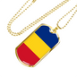 Romania Flag Necklace Stainless Steel or 18k Gold Dog Tag 24" Chain-Express Your Love Gifts