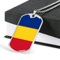 Romania Flag Necklace Stainless Steel or 18k Gold Dog Tag 24" Chain-Express Your Love Gifts