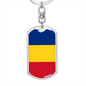 Romania Flag Swivel Keychain Dog Tag Stainless Steel or 18k Gold-Express Your Love Gifts