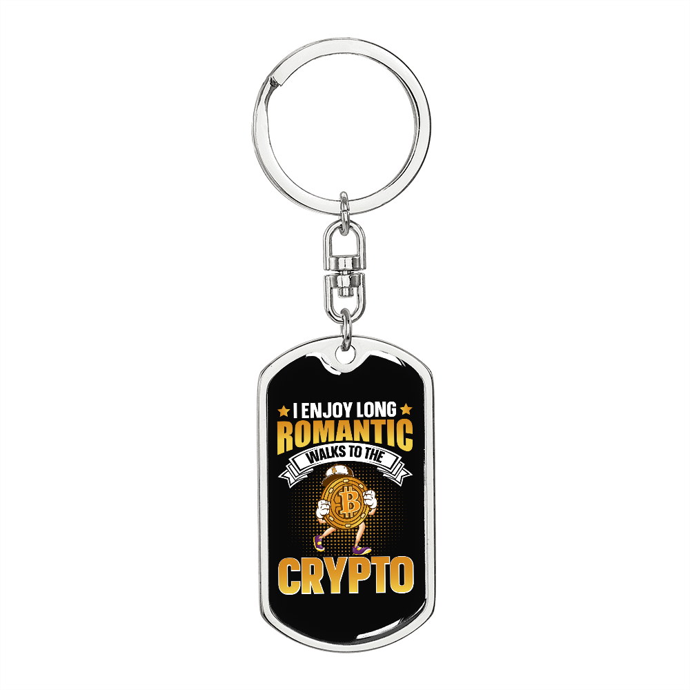 Romantic Crypto Crypto Keychain Stainless Steel or 18k Gold Dog Tag Keyring-Express Your Love Gifts